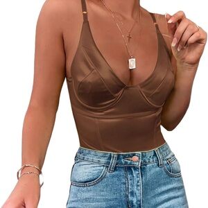 Brown Satin Women's Top